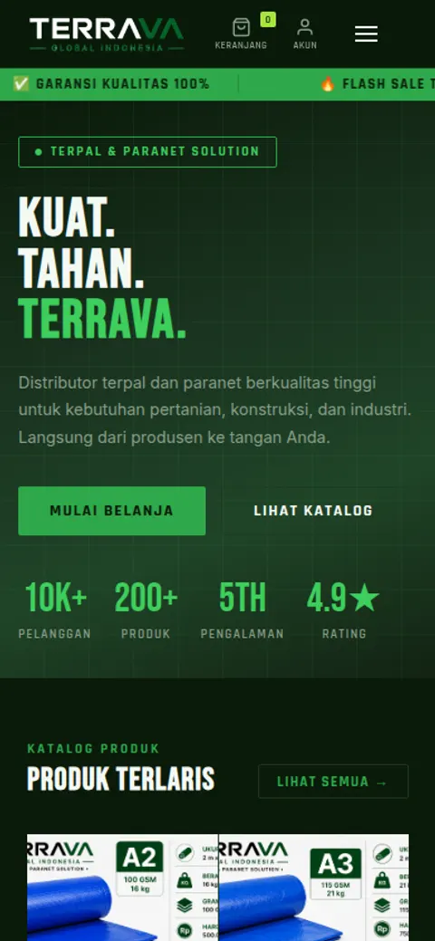 Tampilan mobile Terrava