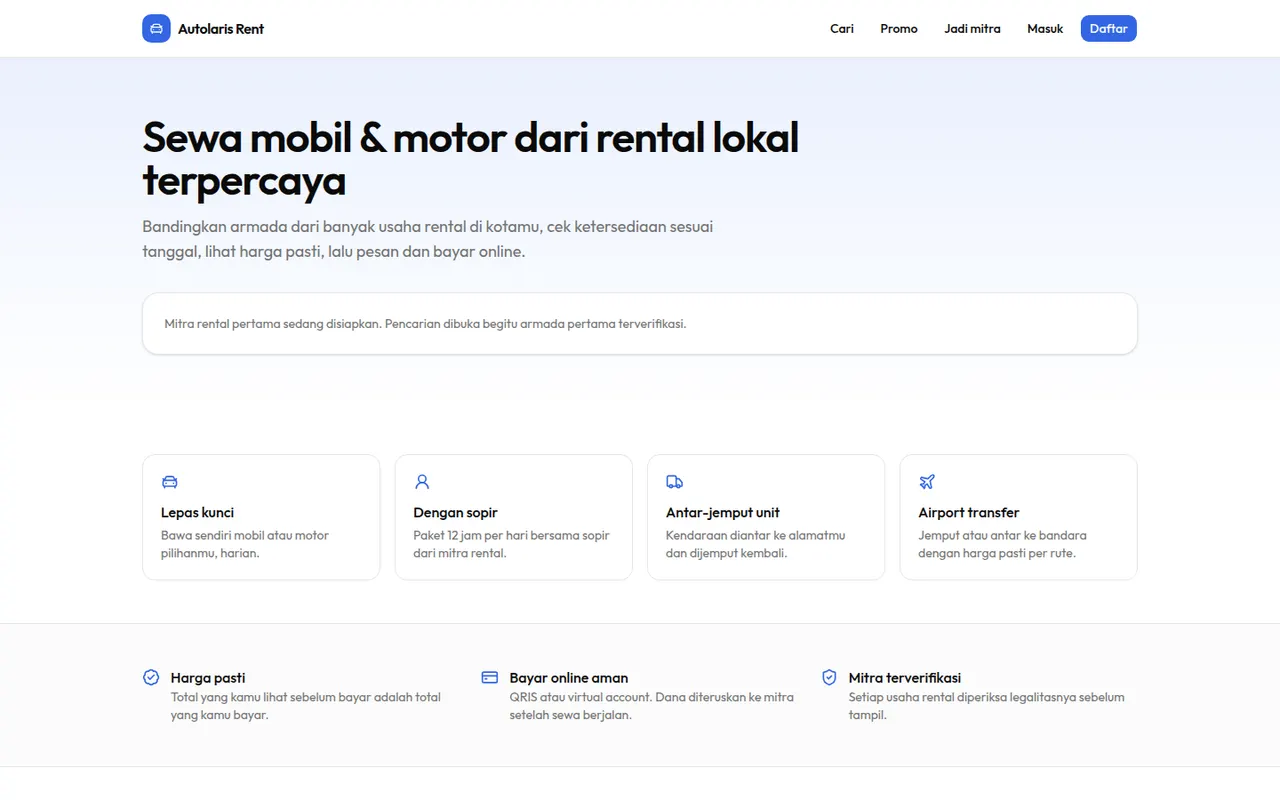 Tampilan Vehicle Rent